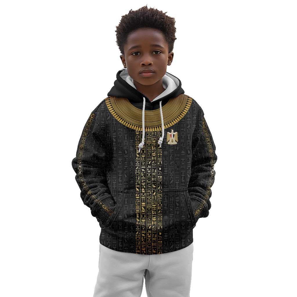 World Football 2026 Egypt Custom Kid Hoodie Ancient Egyptian Hieroglyphs - Wonder Print Shop