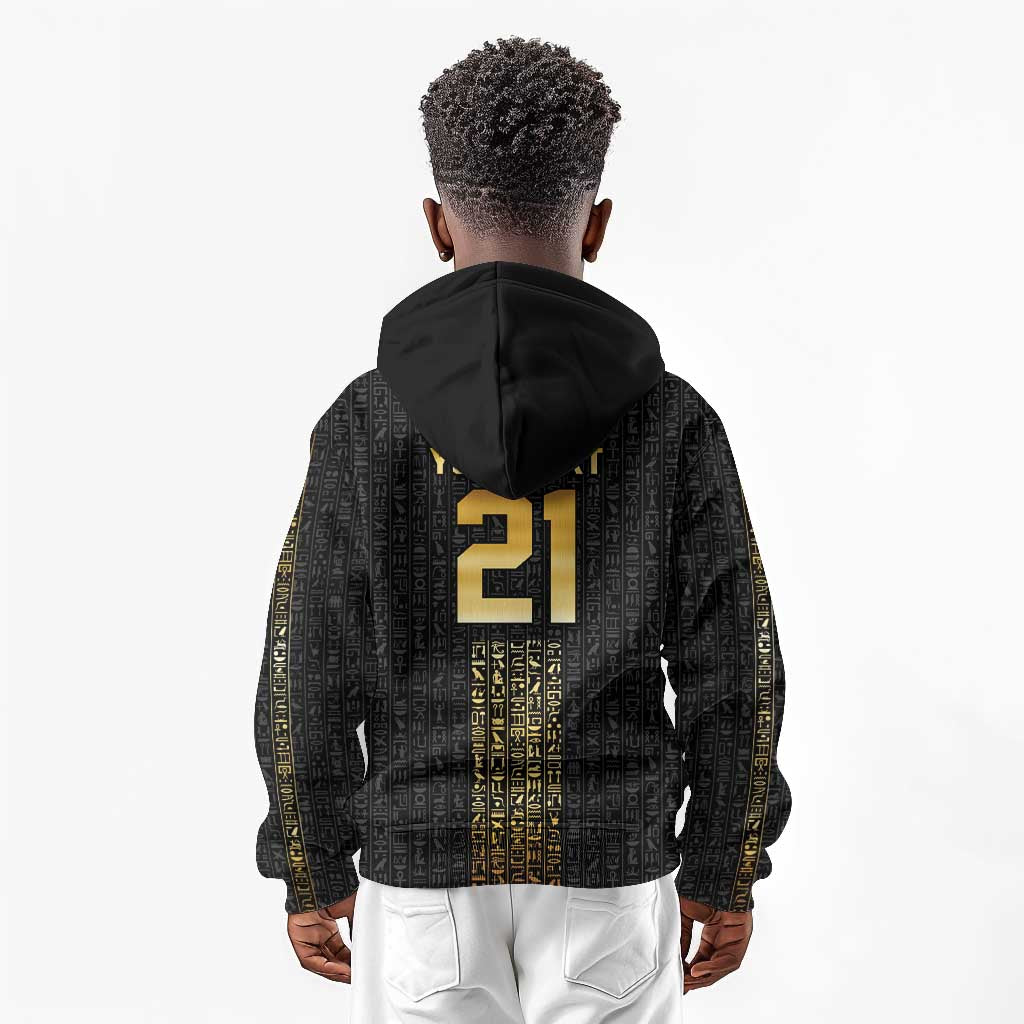World Football 2026 Egypt Custom Kid Hoodie Ancient Egyptian Hieroglyphs - Wonder Print Shop