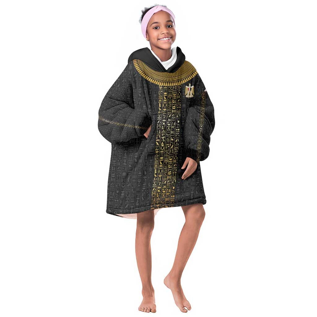 World Football 2026 Egypt Custom Kid Wearable Blanket Hoodie Ancient Egyptian Hieroglyphs - Wonder Print Shop