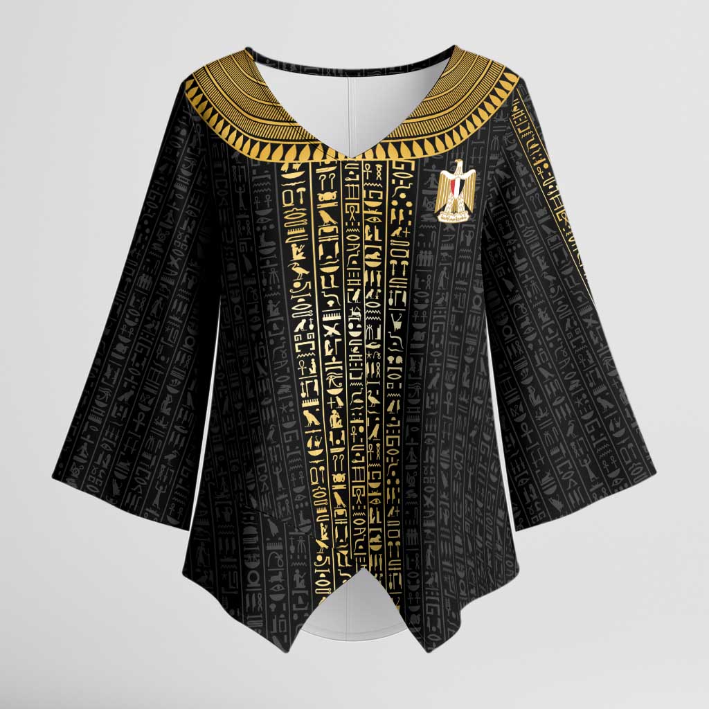 World Football 2026 Egypt Custom Kimono Sleeve Blouse Ancient Egyptian Hieroglyphs - Wonder Print Shop