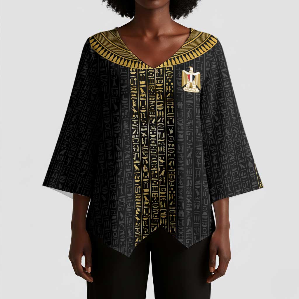 World Football 2026 Egypt Custom Kimono Sleeve Blouse Ancient Egyptian Hieroglyphs - Wonder Print Shop