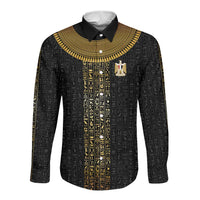World Football 2026 Egypt Custom Long Sleeve Button Shirt Ancient Egyptian Hieroglyphs - Wonder Print Shop