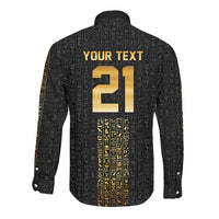 World Football 2026 Egypt Custom Long Sleeve Button Shirt Ancient Egyptian Hieroglyphs - Wonder Print Shop