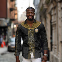 World Football 2026 Egypt Custom Long Sleeve Button Shirt Ancient Egyptian Hieroglyphs - Wonder Print Shop