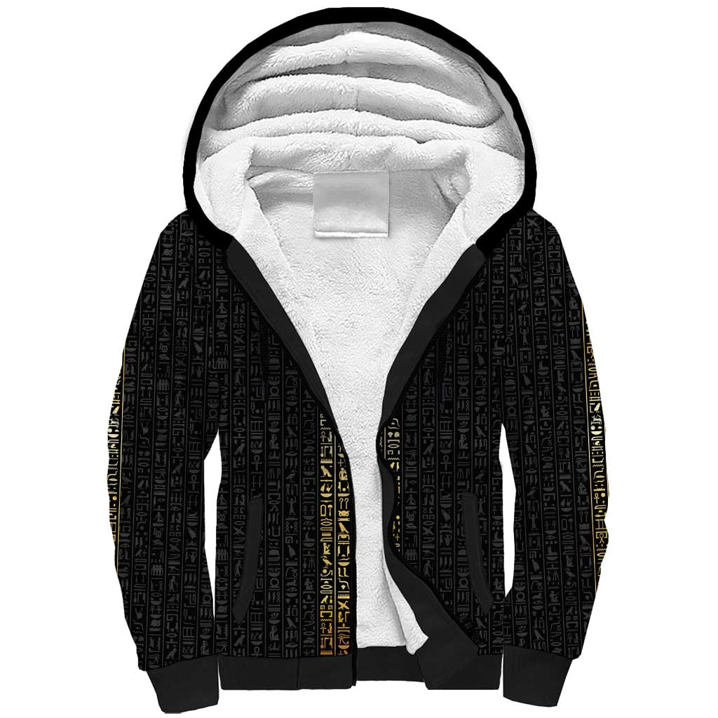 World Football 2026 Egypt Custom Sherpa Hoodie Ancient Egyptian Hieroglyphs - Wonder Print Shop
