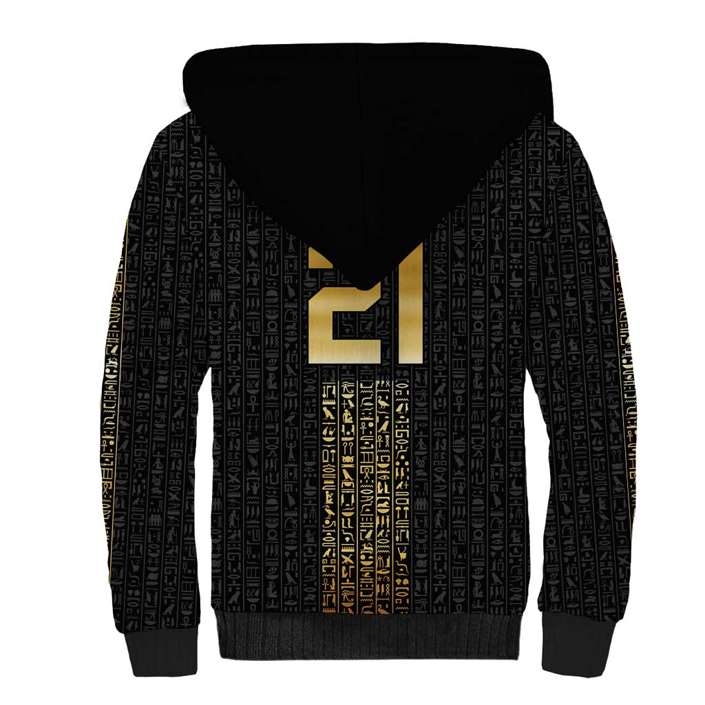World Football 2026 Egypt Custom Sherpa Hoodie Ancient Egyptian Hieroglyphs - Wonder Print Shop