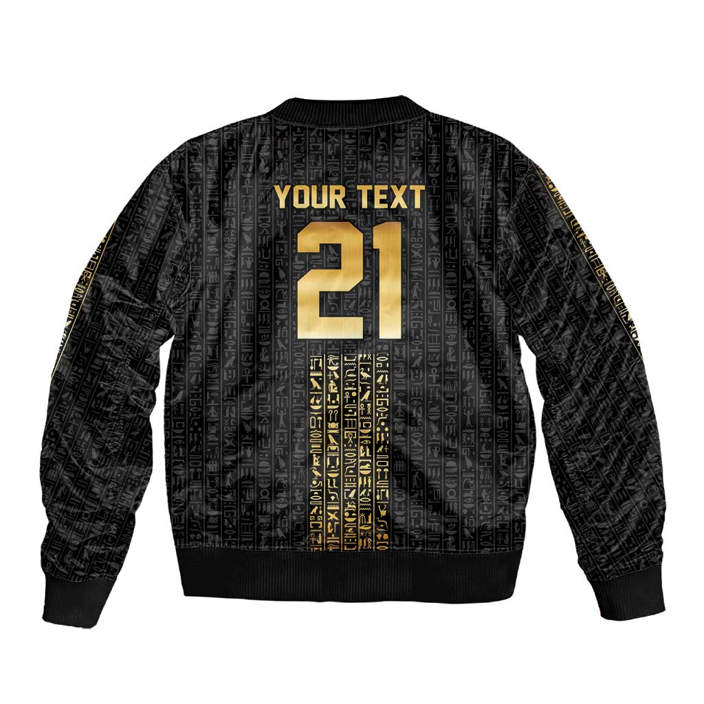 World Football 2026 Egypt Custom Sleeve Zip Bomber Jacket Ancient Egyptian Hieroglyphs - Wonder Print Shop
