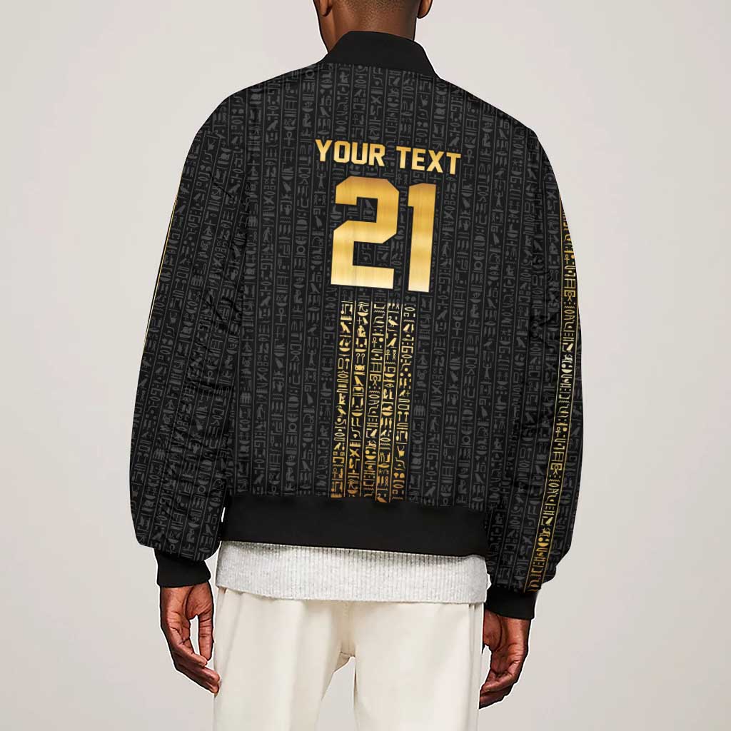 World Football 2026 Egypt Custom Sleeve Zip Bomber Jacket Ancient Egyptian Hieroglyphs - Wonder Print Shop