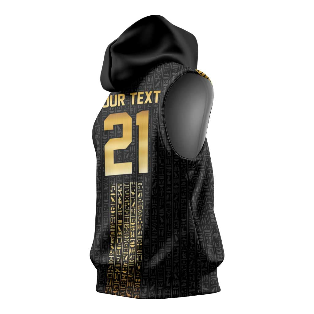 World Football 2026 Egypt Custom Sleeveless Hoodie Ancient Egyptian Hieroglyphs - Wonder Print Shop