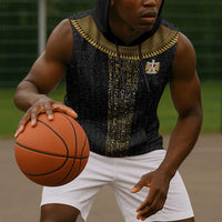 World Football 2026 Egypt Custom Sleeveless Hoodie Ancient Egyptian Hieroglyphs - Wonder Print Shop