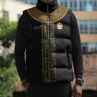 World Football 2026 Egypt Custom Sleeveless Puffer Jacket Ancient Egyptian Hieroglyphs - Wonder Print Shop