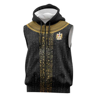 World Football 2026 Egypt Custom Sleeveless Zip Hoodie Ancient Egyptian Hieroglyphs - Wonder Print Shop