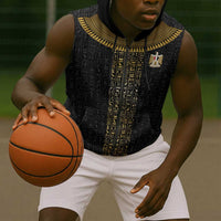 World Football 2026 Egypt Custom Sleeveless Zip Hoodie Ancient Egyptian Hieroglyphs - Wonder Print Shop
