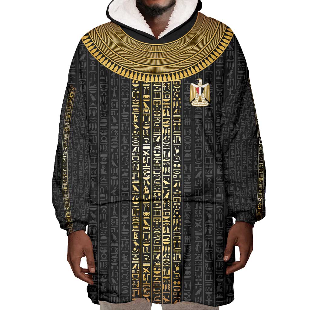 World Football 2026 Egypt Custom Wearable Blanket Hoodie Ancient Egyptian Hieroglyphs - Wonder Print Shop