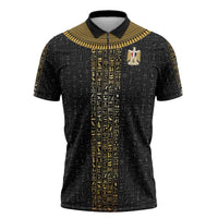 World Football 2026 Egypt Custom Zipper Polo Shirt Ancient Egyptian Hieroglyphs - Wonder Print Shop