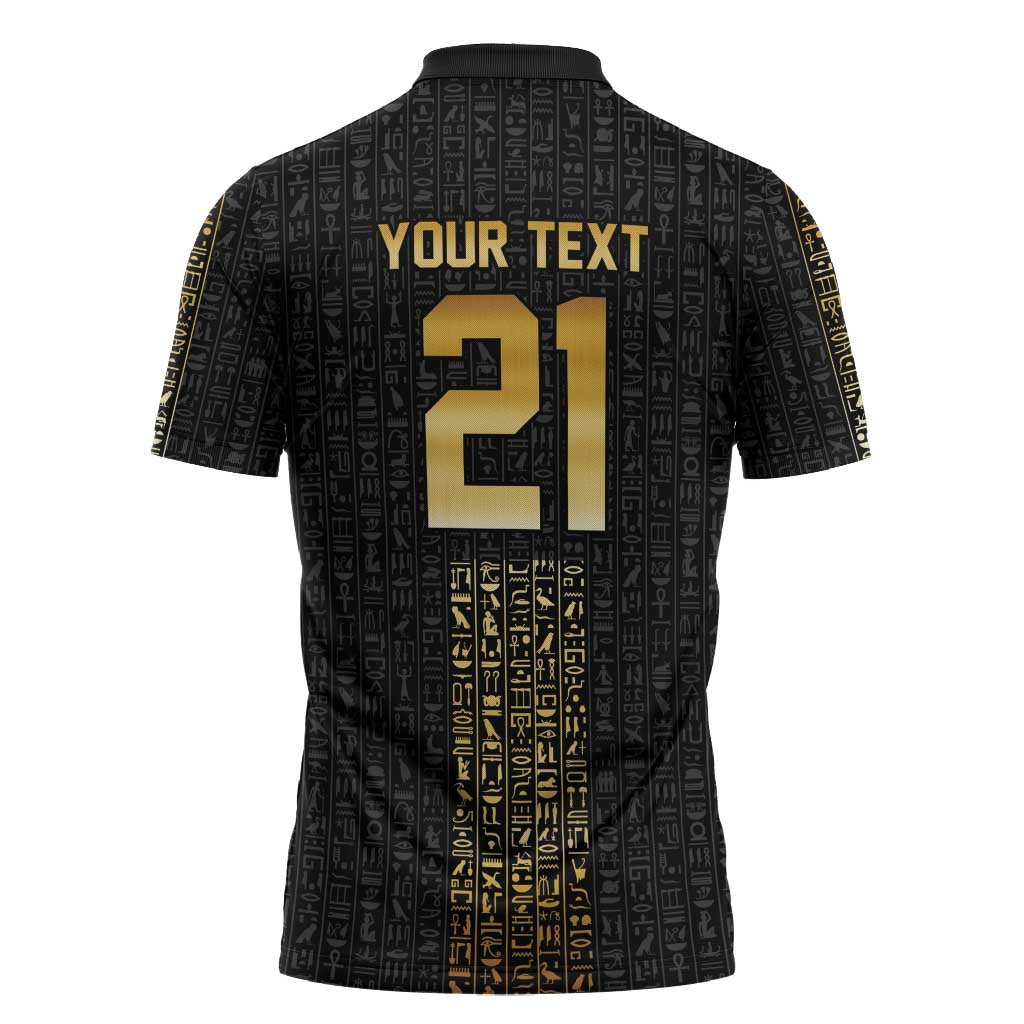 World Football 2026 Egypt Custom Zipper Polo Shirt Ancient Egyptian Hieroglyphs - Wonder Print Shop