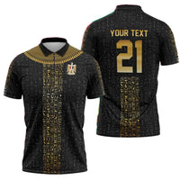World Football 2026 Egypt Custom Zipper Polo Shirt Ancient Egyptian Hieroglyphs - Wonder Print Shop