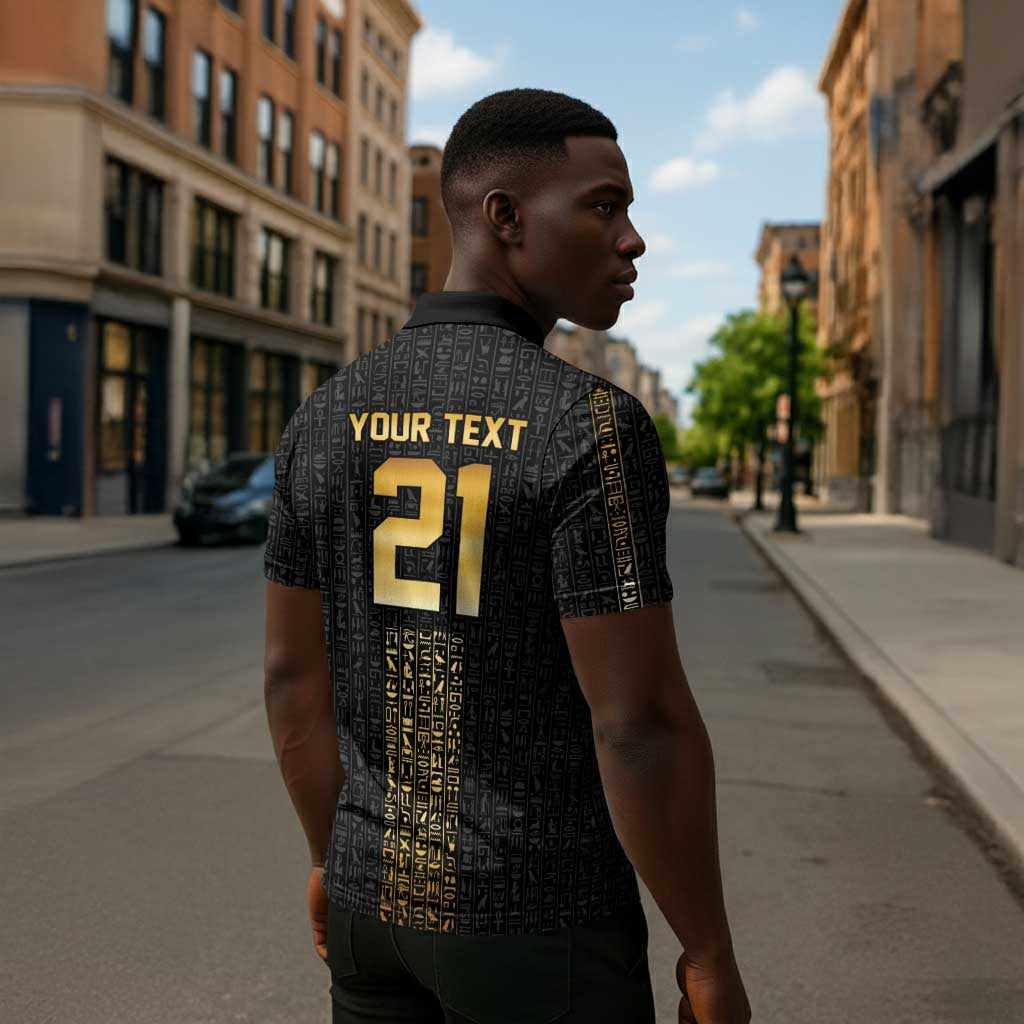 World Football 2026 Egypt Custom Zipper Polo Shirt Ancient Egyptian Hieroglyphs - Wonder Print Shop