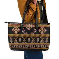 Bamenda Toghu Leather Tote Bag Traditional Attire Pattern