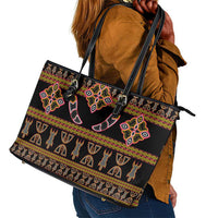 Bamenda Toghu Leather Tote Bag Traditional Attire Pattern