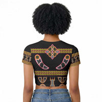 Bamenda Toghu Raglan Cropped T shirt Traditional Attire Pattern