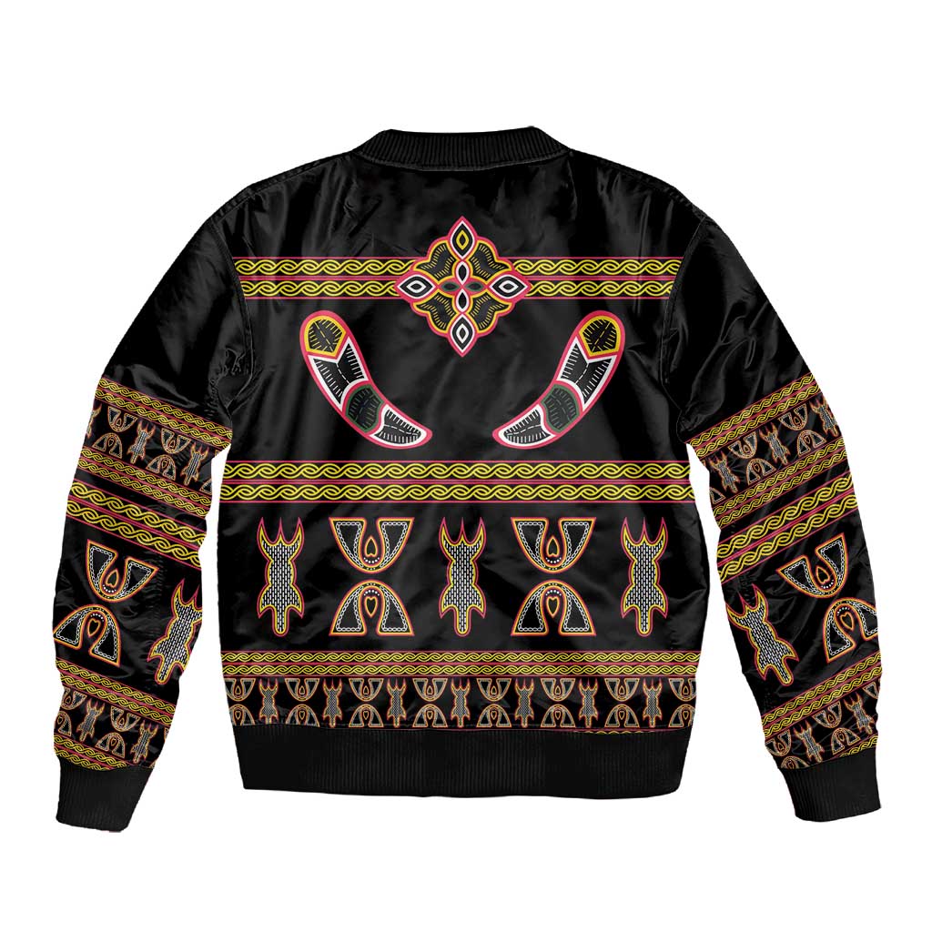 Bamenda Toghu Sleeve Zip Bomber Jacket Traditional Attire Pattern