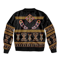 Bamenda Toghu Sleeve Zip Bomber Jacket Traditional Attire Pattern