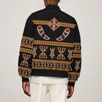 Bamenda Toghu Sleeve Zip Bomber Jacket Traditional Attire Pattern