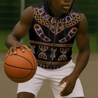 Bamenda Toghu Sleeveless Zip Hoodie Traditional Attire Pattern