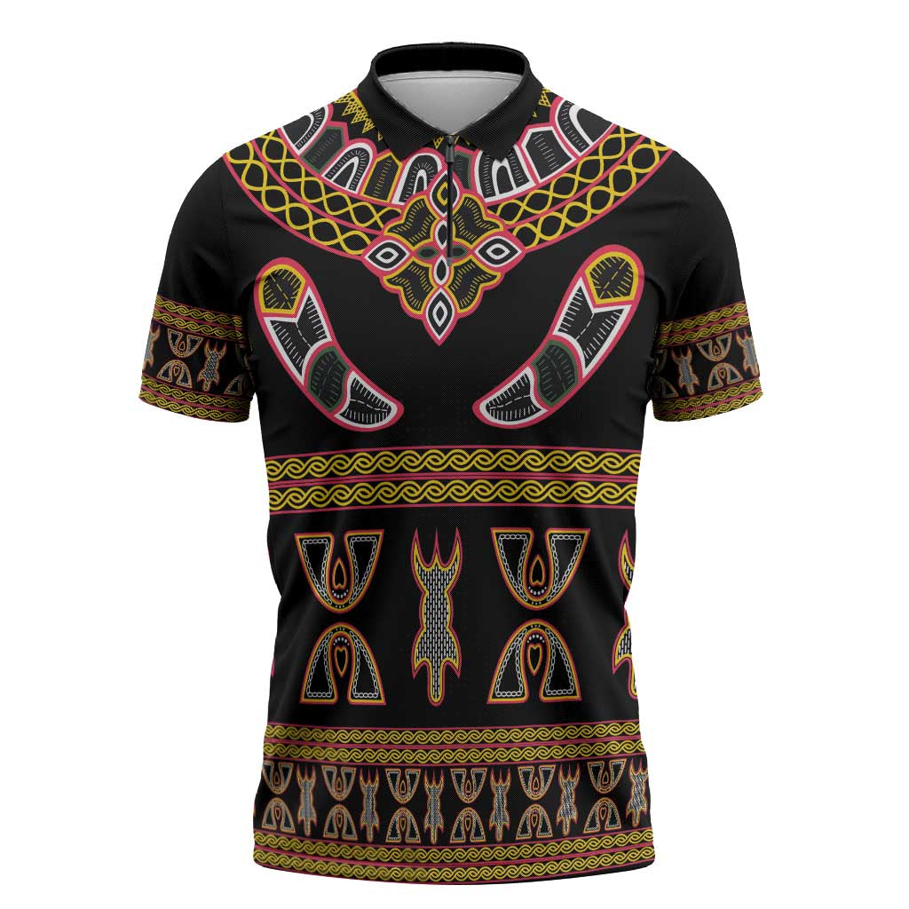 Bamenda Toghu Zipper Polo Shirt Traditional Attire Pattern