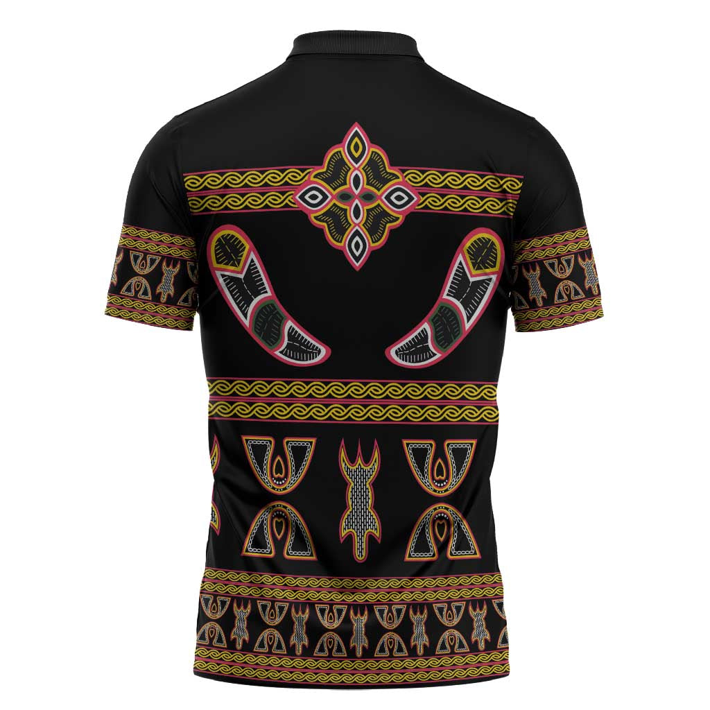 Bamenda Toghu Zipper Polo Shirt Traditional Attire Pattern
