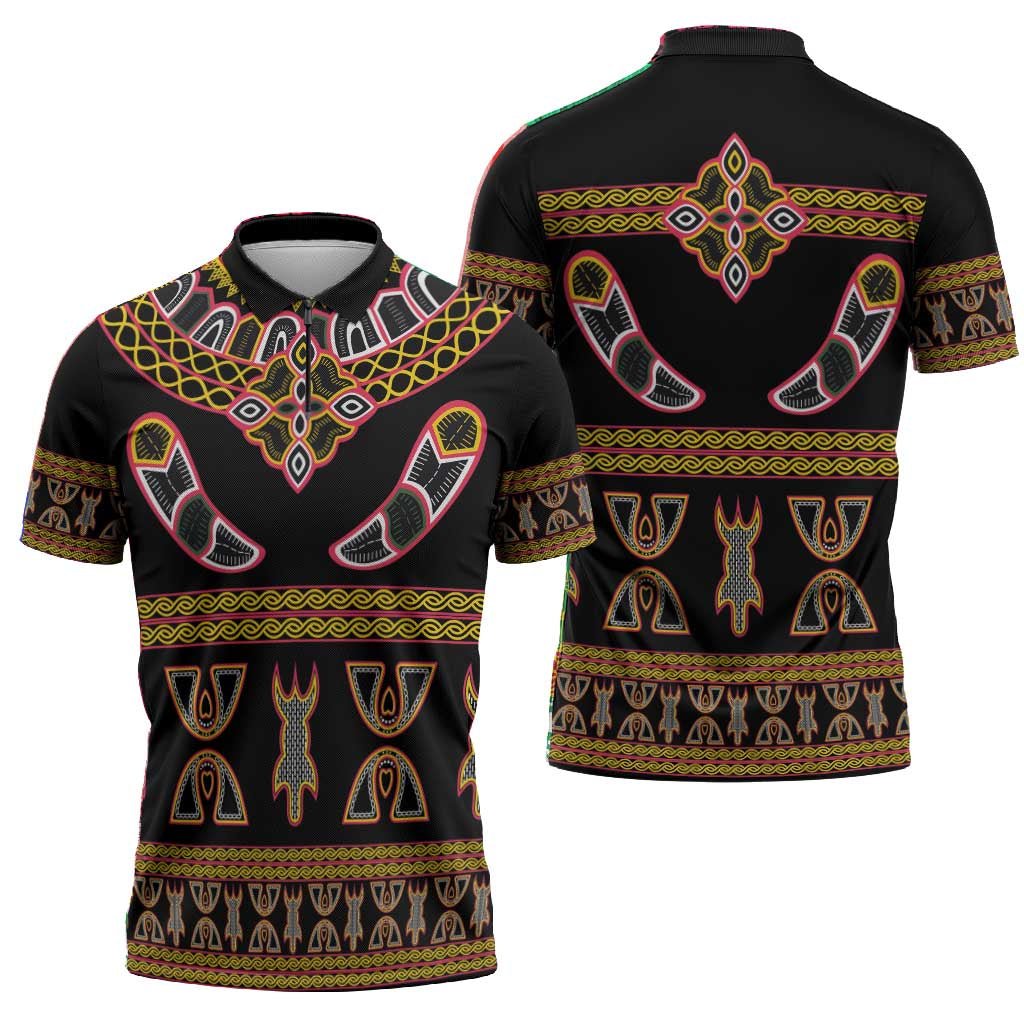 Bamenda Toghu Zipper Polo Shirt Traditional Attire Pattern