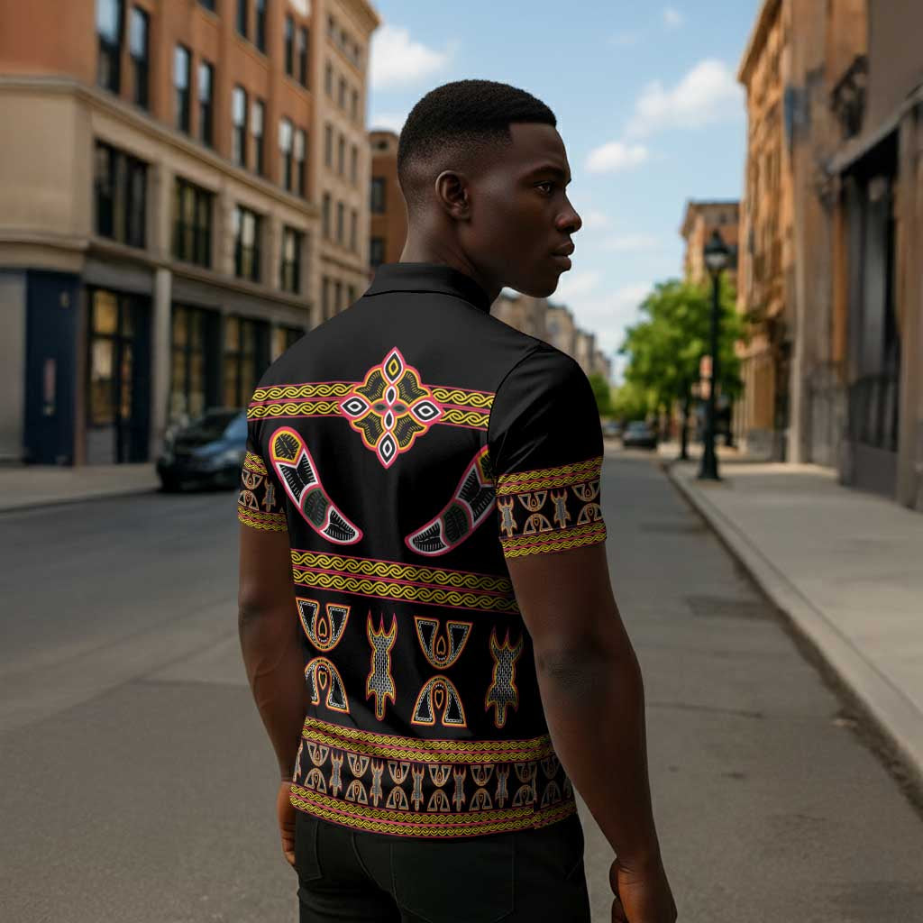 Bamenda Toghu Zipper Polo Shirt Traditional Attire Pattern