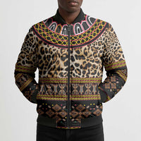 Cameroon Cheetah Toghu Pattern Bomber Puffer Jacket