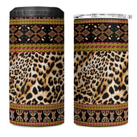 Cameroon Cheetah Toghu Pattern 4 in 1 Can Cooler Tumbler