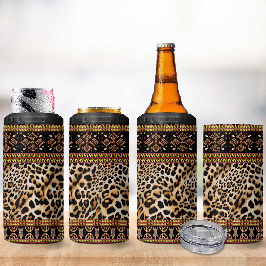 Cameroon Cheetah Toghu Pattern 4 in 1 Can Cooler Tumbler