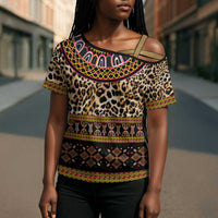Cameroon Cheetah Toghu Pattern Cross Shoulder Shirt