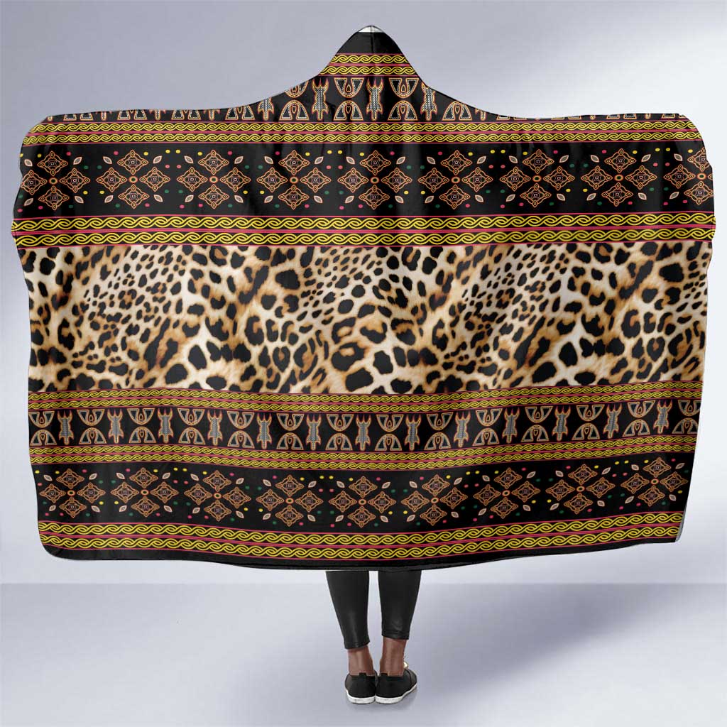 Cameroon Cheetah Toghu Pattern Hooded Blanket