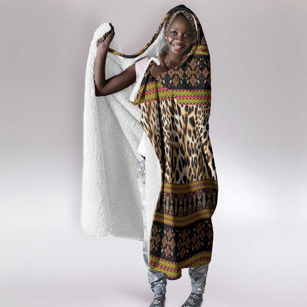 Cameroon Cheetah Toghu Pattern Hooded Blanket