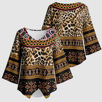 Cameroon Cheetah Toghu Pattern Kimono Sleeve Blouse