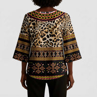 Cameroon Cheetah Toghu Pattern Kimono Sleeve Blouse