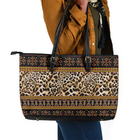 Cameroon Cheetah Toghu Pattern Leather Tote Bag