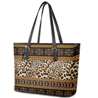 Cameroon Cheetah Toghu Pattern Leather Tote Bag