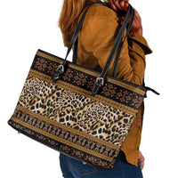 Cameroon Cheetah Toghu Pattern Leather Tote Bag