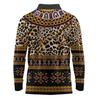 Cameroon Cheetah Toghu Pattern Long Sleeve Polo Shirt
