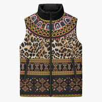 Cameroon Cheetah Toghu Pattern Sleeveless Puffer Jacket