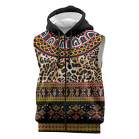 Cameroon Cheetah Toghu Pattern Sleeveless Zip Hoodie