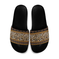 Cameroon Cheetah Toghu Pattern Slide Sandals