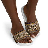 Cameroon Cheetah Toghu Pattern Slide Sandals