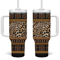 Cameroon Cheetah Toghu Pattern Tumbler With Handle